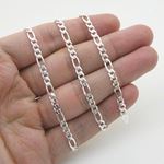 Silver Figaro link chain Necklace BDC69 4