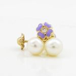 14K Yellow gold Flower pearl stud earrings for Children/Kids web96 4