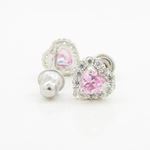 14K White gold Heart cz stud earrings for Children/Kids web252 2