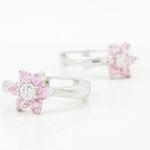 14K White gold Flower cz hoop earrings for Children/Kids web352 2