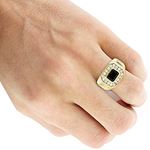 14K Mens Natural Black Onyx 0.7 Ctw Diamond Ring-2