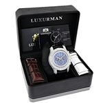 Luxurman Watches Mens Diamond Watch 0.50ct Blue Freeze Stainless Steel Case 4