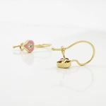 14K Yellow gold Heart cz hoop earrings for Children/Kids web71 4