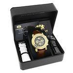 Mens Luxurman Escalade Large Real Diamond Bezel Watch 2.5ct Yellow Gold Plated 4