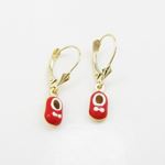 14K Yellow gold Baby shoe chandelier earrings for Children/Kids web468 4