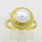 10K Yellow Gold womens synthetic pear ring ASVJ41 2