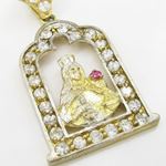 Mens 10k Yellow gold Red and white gemstone mary charm EGP48 2