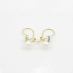 14K Yellow gold Heart and pearl hoop earrings for Children/Kids web55 2