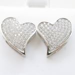 Womens .925 sterling silver White heart earring 4mm thick and 13mm wide Size 2