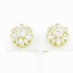 Womens 10k Yellow gold Fancy round white cz stud earring ELMI30 2