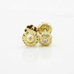 14K Yellow gold Flower cz stud earrings for Children/Kids web168 2