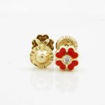 14K Yellow gold Flower cz stud earrings for Children/Kids web101 2