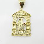 Mens 10k Yellow gold Red and white gemstone saint lazarus charm EGP51 4