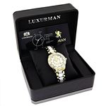 Luxurman Ladies Real Diamond Ceramic Watch 1.25ct White MOP Galaxy Yellow Gold 4