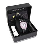Ladies Real Diamond Watch 0.25ct Pink MOP Bezel Luxurman Interchangable Straps 4