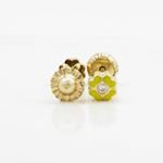 14K Yellow gold Flower cz stud earrings for Children/Kids web112 2