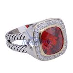 "Ladies .925 Italian Sterling Silver Ruby Red synthetic gemstone ring SAR56 6