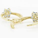 14K Yellow gold Flower cz hoop earrings for Children/Kids web346 4