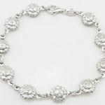 Women silver flower link bracelet SB7 7.25 inches long and 9mm wide 4