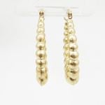 10k Yellow Gold earrings Fancy puff bamboo gold earrings AGBE64 2