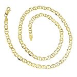 10K 24 inch long Yellow Gold 4.50mm wide Diamond Cut Mariner Link Chain with Lobster Clasp FJ-100M-2