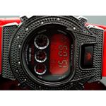 Ice Plus Mens Diamond Shock Style Watch Black Case Red Band 2