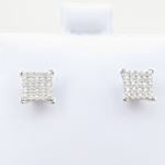 Mens .925 sterling silver White 5 row square earring MLCZ37 5mm thick and 6mm wide Size 2