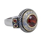 "Ladies .925 Italian Sterling Silver Ruby Red synthetic gemstone ring SAR21 6