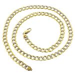 "10K Yellow Gold 7mm wide 24"" long diamond cut Curb Cuban Italy Chain Necklace with Lobster Clasp G