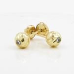 14K Yellow gold Round cz stud earrings for Children/Kids web129 4