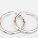 Round silver diamond cut hoop earring SB73 40mm tall and 40mm wide 2