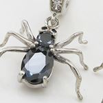 Womens Black precious stone spider chandelier earring Silver7 2
