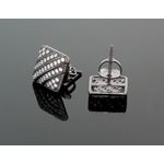 Sterling Silver Unisex Fashion Square Hand Set Stud Earrings ME0225e 2