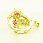 14K Yellow gold Flower cz hoop earrings for Children/Kids web260 4