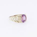 10k Yellow Gold Syntetic purple gemstone ring ajr13 Size: 2.25 4