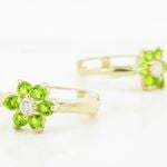 14K Yellow gold Flower cz hoop earrings for Children/Kids web349 2