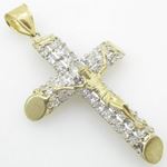 Mens 10K Solid Yellow Gold fully stoned jesus cross Length - 3.00 inches Width - 1.73 inches 2