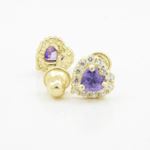 14K Yellow gold Heart cz stud earrings for Children/Kids web255 2