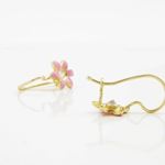 14K Yellow gold Flower cz hoop earrings for Children/Kids web46 4