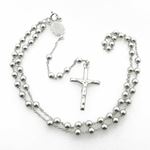 "Mens .925 Italian Sterling Silver white beaded rosary Length - 20 inches Width - 4mm (extender - 4.