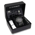 Mens Black Diamond Watch by LUXURMAN 2.25ct Black Mother of Pearl Dial Subdials 4