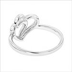 Luxurman Love Quotes: Sterling Silver Double Hearts Diamond Ring for Women (size 10) 2