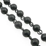 "Mens Black Stainless Steel Rosary Necklace with Cross - 32"" 4"