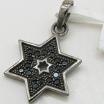 Womens Black star of david black cz pendant Silver36 2