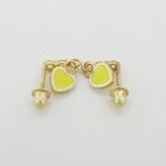 14K Yellow gold Thin heart cz chandelier earrings for Children/Kids web505 4