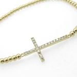 Ladies .925 Italian Sterling Silver yellow cross ball bracelet Diameter - 2.36 inches 2