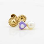 14K Yellow gold Heart pearl stud earrings for Children/Kids web149 2
