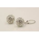 "Designer Pave Disco Ball Dangle Sterling Silver Earrings ST05