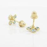 14K Yellow gold Flower cz stud earrings for Children/Kids web427 4