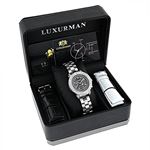 Luxurman Mens Genuine Diamond Watches: Plated Platinum Chronograph Watch 2ct 4